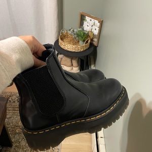 Dr. Martens platform Chelsea boot in black.